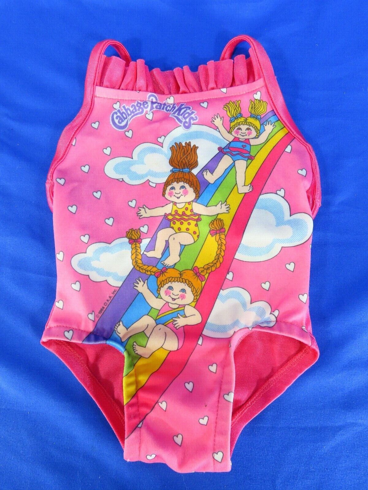Vtg Cabbage Patch Kids Little Dippers Swimsuit Baby Girl Rainbow Super Rare! 12m